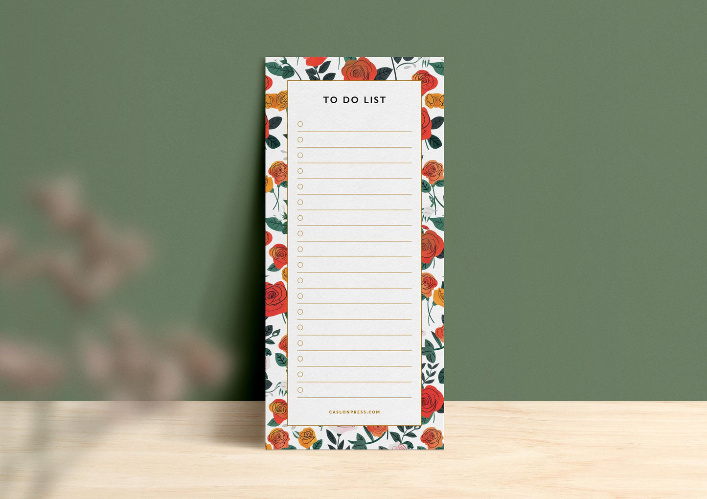Floral Roses To Do List Pad