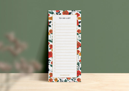 Floral Roses To Do List Pad