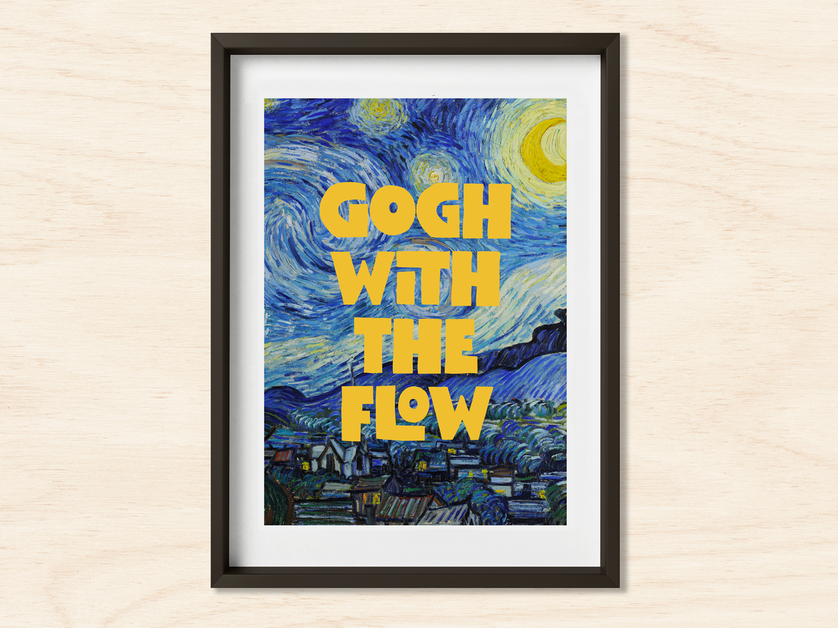 Gogh With the Flow Van Gogh parody art print