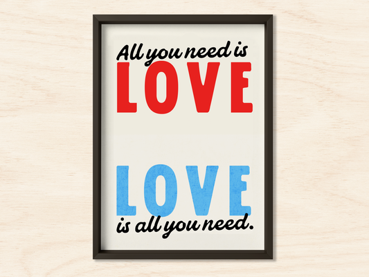 All You Need Is Love typographic art print