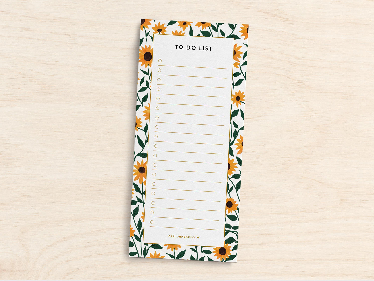 Sunflower To Do List Pad - Floral Notepad