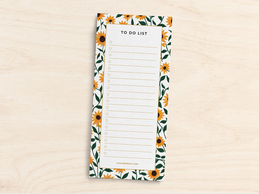 Sunflower To Do List Pad - Floral Notepad