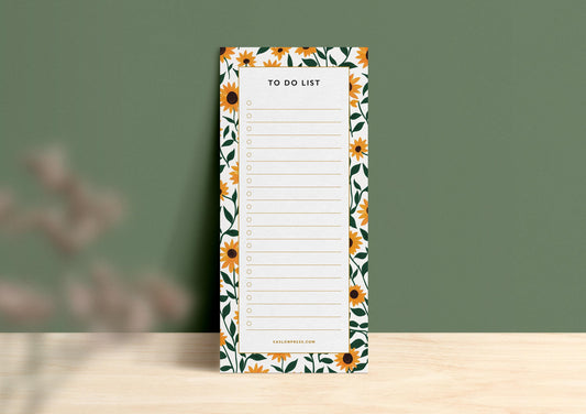 Sunflower To Do List Pad - Floral Notepad