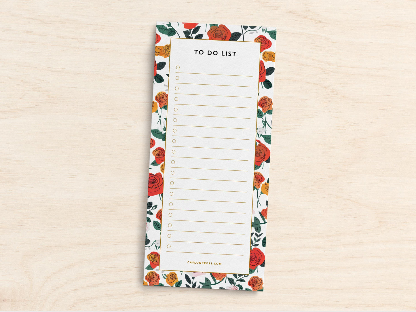 Floral Roses To Do List Pad