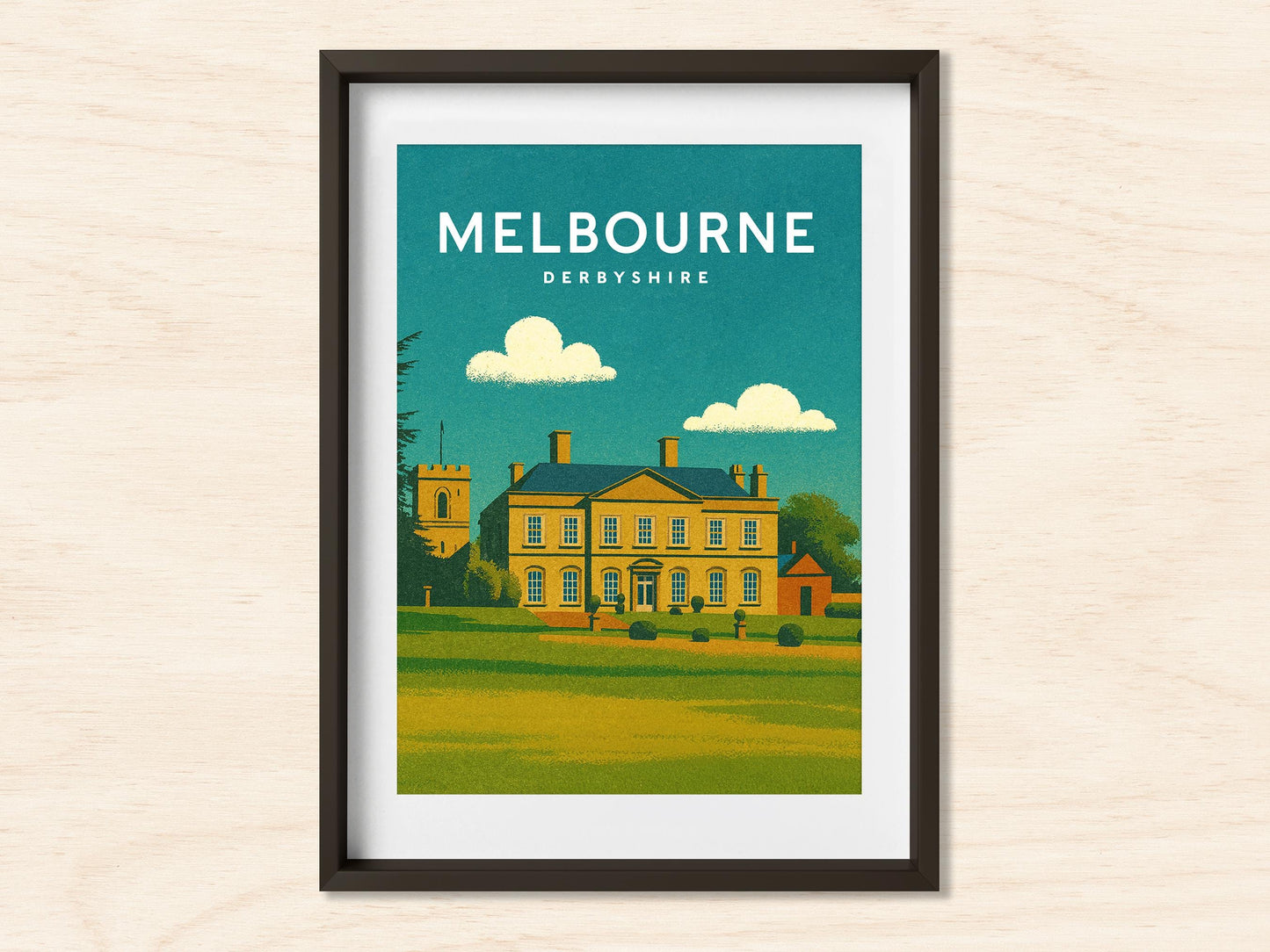 Melbourne Hall Derbyshire Travel Poster